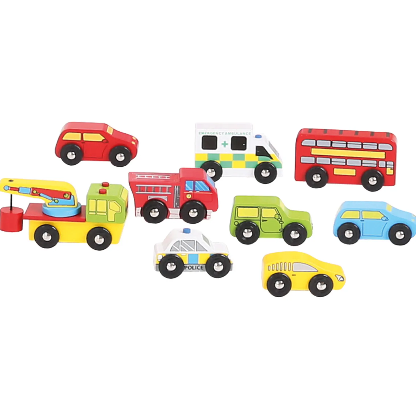 Bigjigs Houten Voertuigen, 9st.