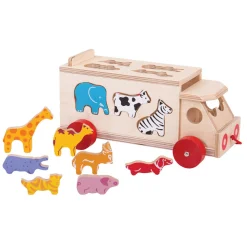 Bigjigs Houten Vormendoos Vrachtwagen, 11dlg.