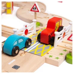 Bigjigs Houten Weg en Treinset Platteland, 80dlg.