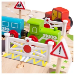 Bigjigs Houten Weg en Treinset Platteland, 80dlg.