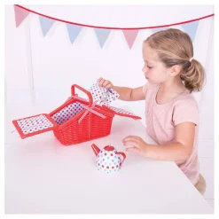 Bigjigs Theeservies in Rode Opbergmand