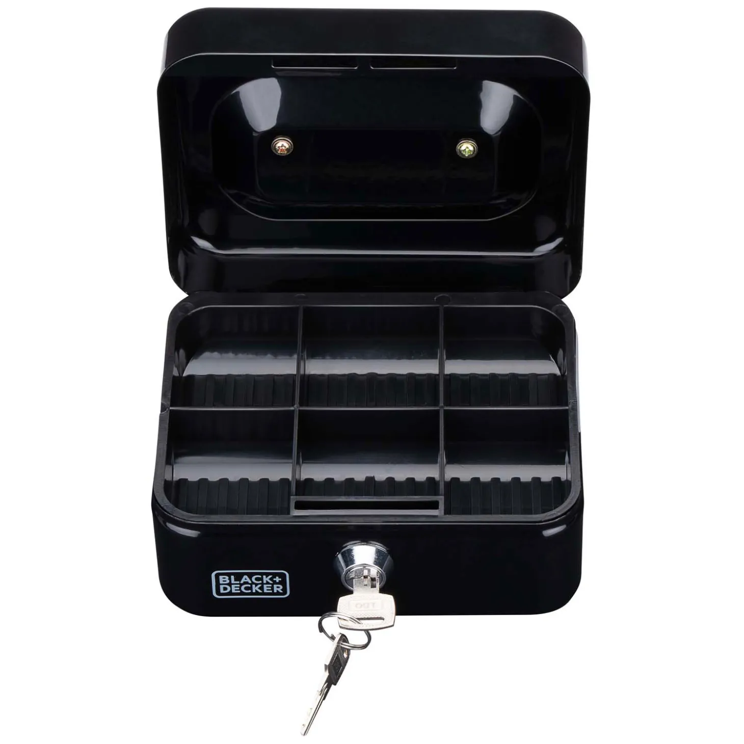 Black+Decker Geldkistje Zwart met Sleutel, 6 Vakken