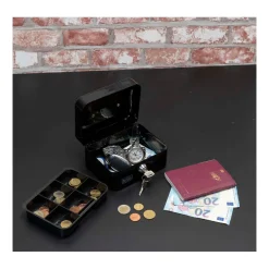 Black+Decker Geldkistje Zwart met Sleutel, 6 Vakken