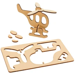 Bouwpakketje Houten 3D Voertuigen, Set van 4