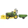 Bruder Bworld John Deere Zitmaaier met Aanhanger en Tuinman 1:16