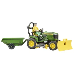 Bruder Bworld John Deere Zitmaaier met Aanhanger en Tuinman 1:16