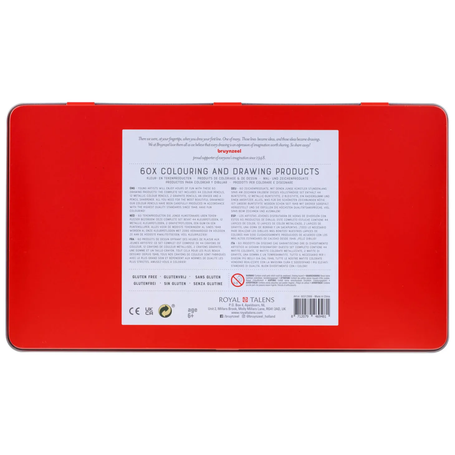 Bruynzeel Teken- en Kleurset in Blik, 60dlg.
