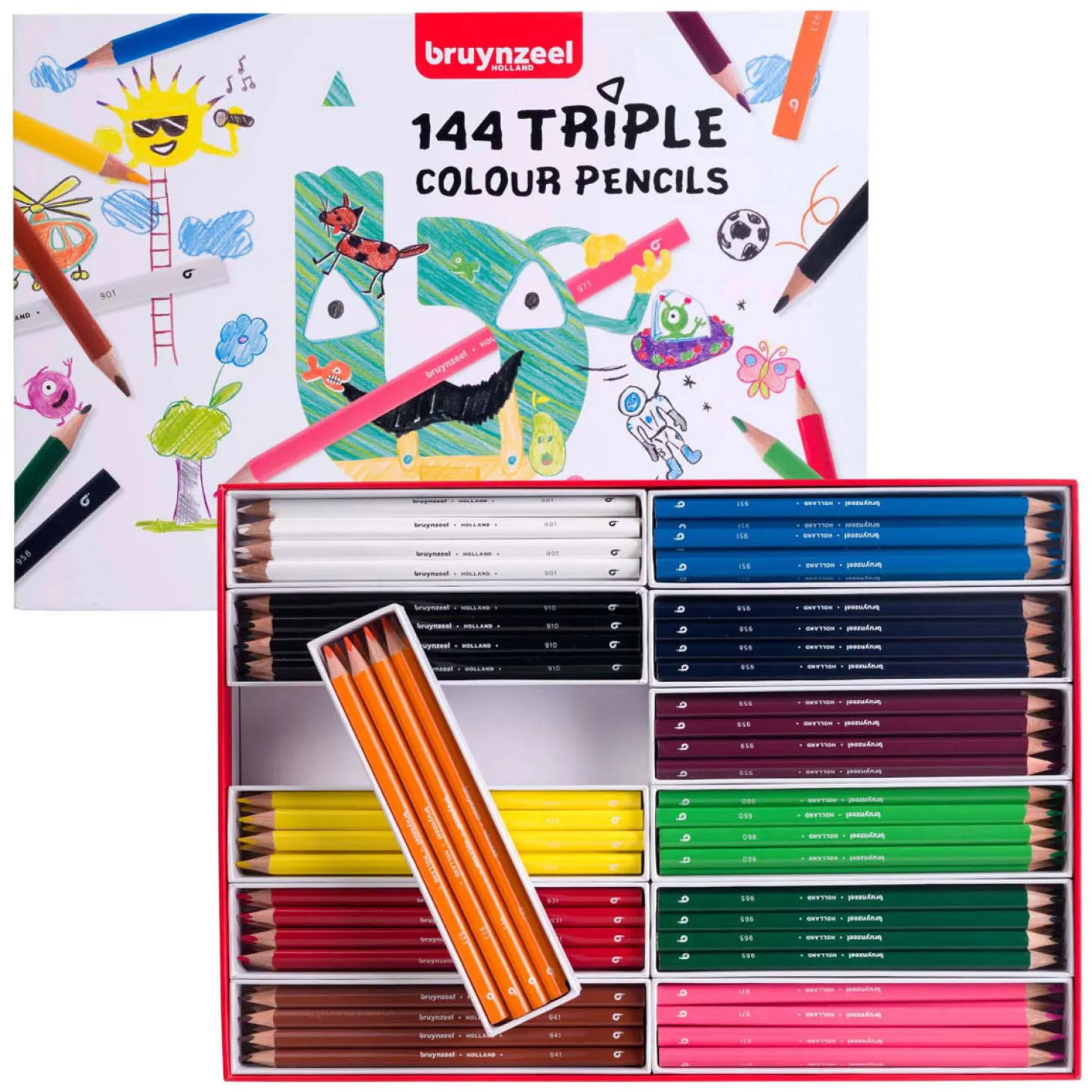 Bruynzeel Triple Kleurpotlodenset, 12x12 Kleuren