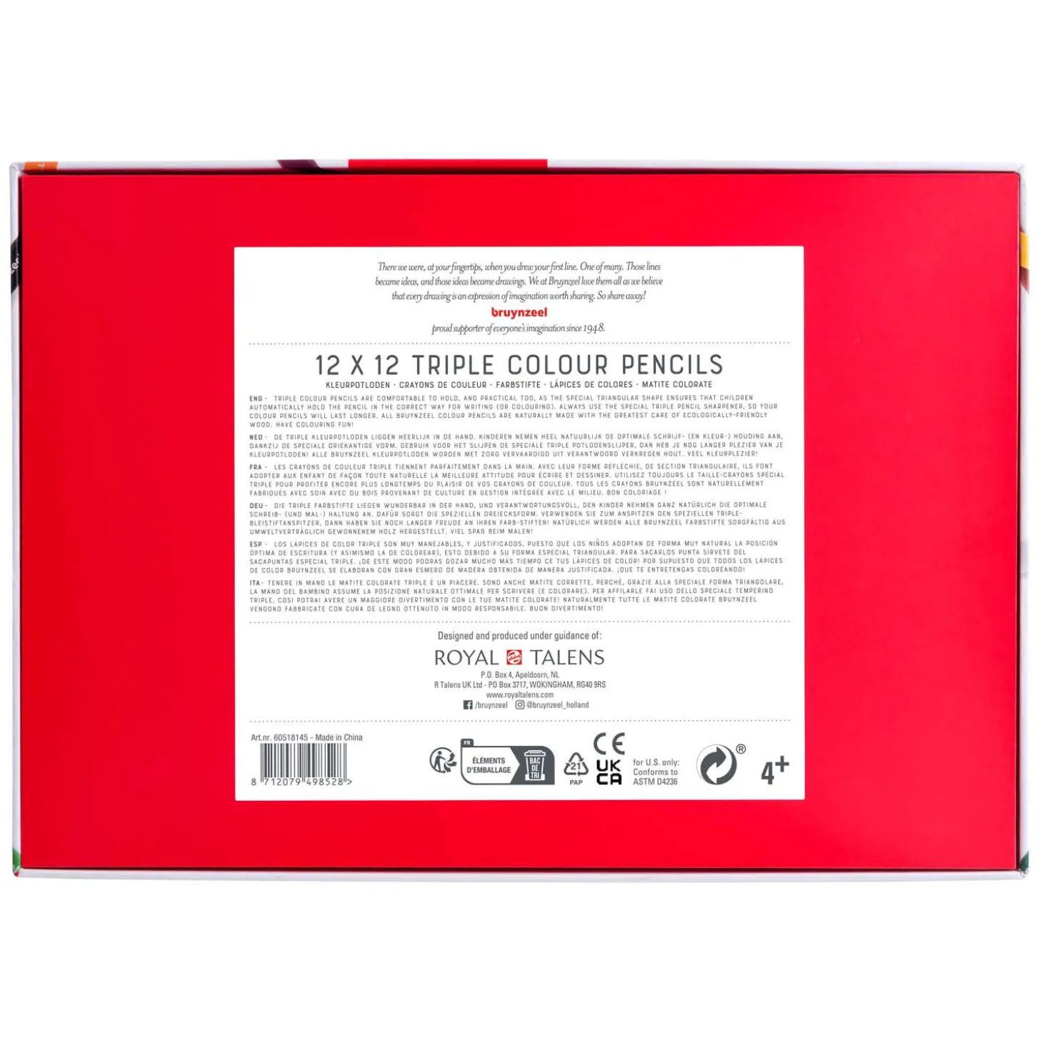 Bruynzeel Triple Kleurpotlodenset, 12x12 Kleuren