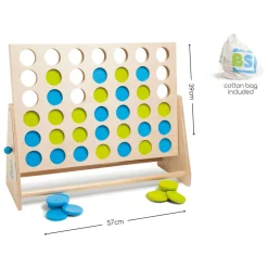 BS Toys Mega Houten Vier Bij Elkaar Spel, 43dlg