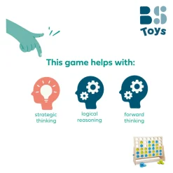 BS Toys Mega Houten Vier Bij Elkaar Spel, 43dlg