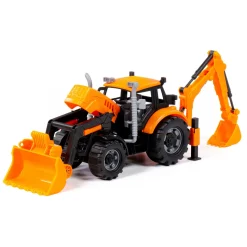 Cavallino Tractor met Lader en Graafmachine Geel, Schaal 1:32