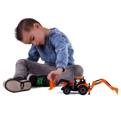 Cavallino Tractor met Lader en Graafmachine Geel, Schaal 1:32