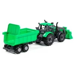 Cavallino Tractor met Lader en Aanhang Kiepwagen Groen,  Schaal 1:32