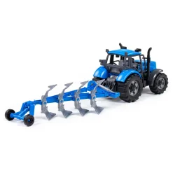 Cavallino Tractor met Ploeg Blauw, Schaal 1:32