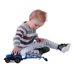 Cavallino Tractor met Ploeg Blauw, Schaal 1:32