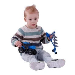 Cavallino Tractor met Ploeg Blauw, Schaal 1:32