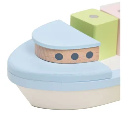 Classic World Houten Blokkenboot met Kraan, 13dlg.