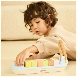 Classic World Houten Blokkenboot met Kraan, 13dlg.