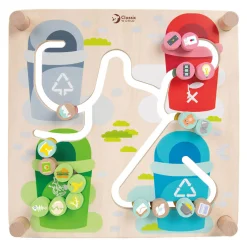 Classic World Houten Bord Sorteerspel 2in1 Stad en Afval Scheiden