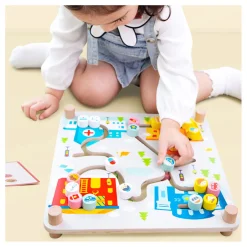 Classic World Houten Bord Sorteerspel 2in1 Stad en Afval Scheiden