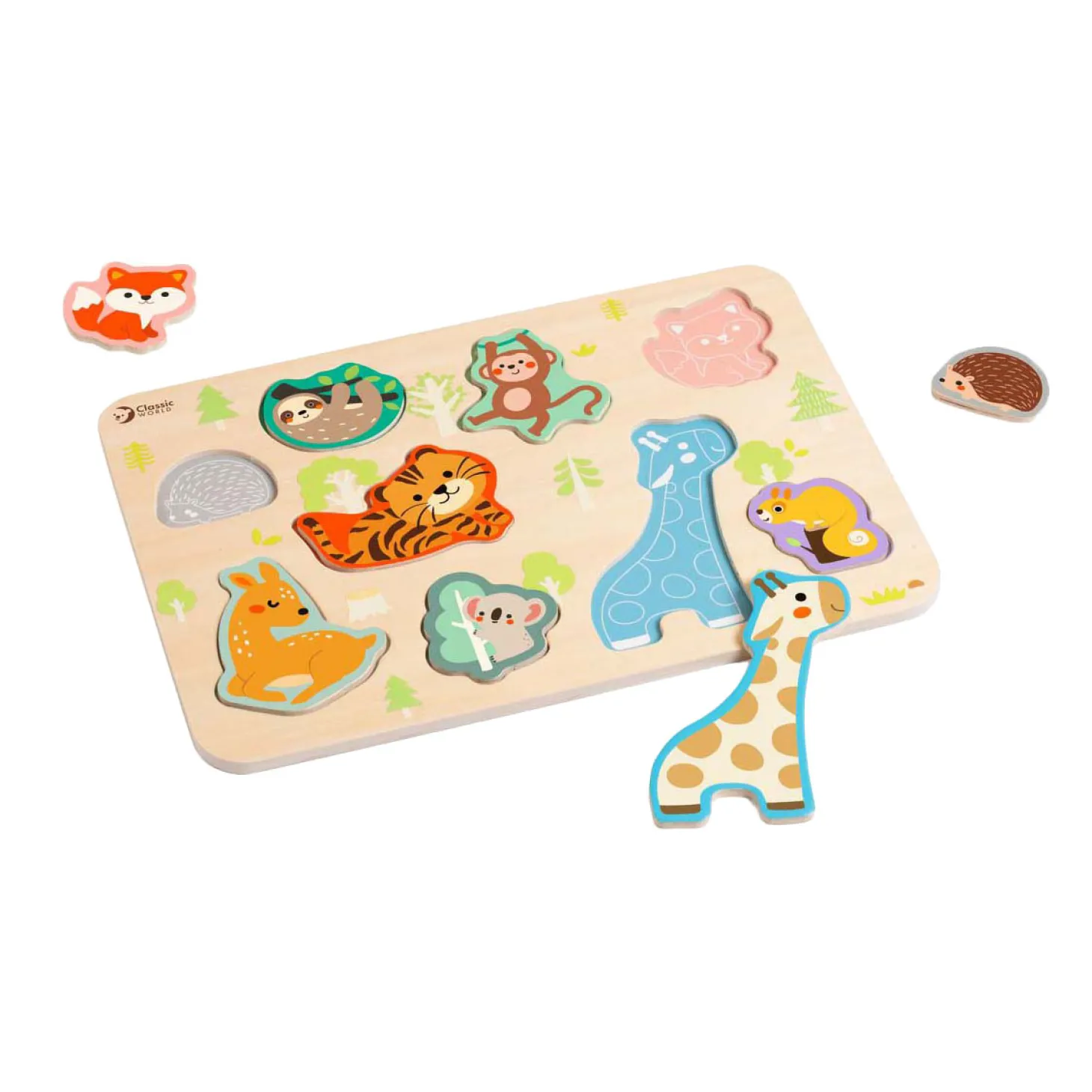 Classic World Houten Inlegpuzzel Dieren Puzzel, 10st.