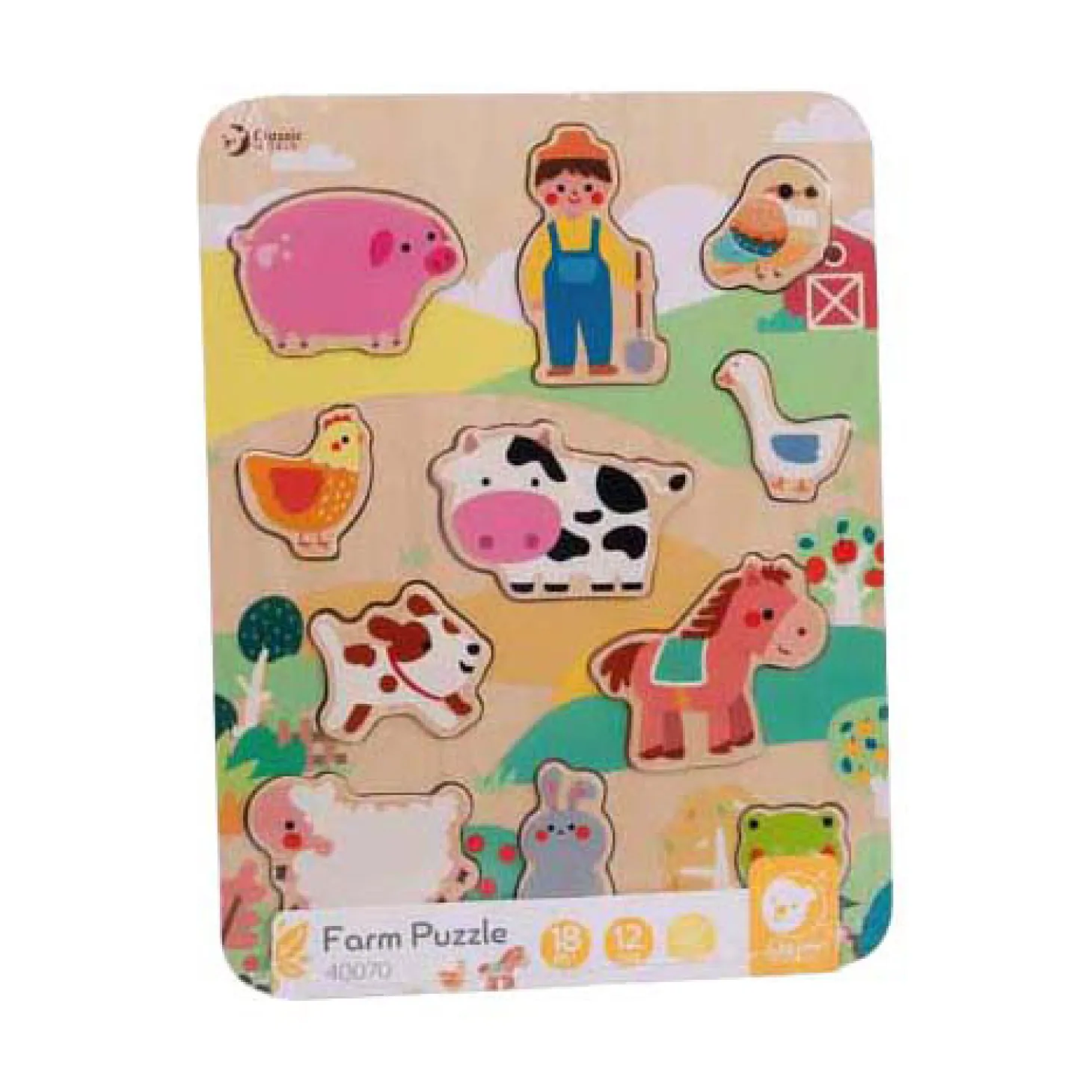 Classic World Houten Inlegpuzzel Boerderij, 12st.