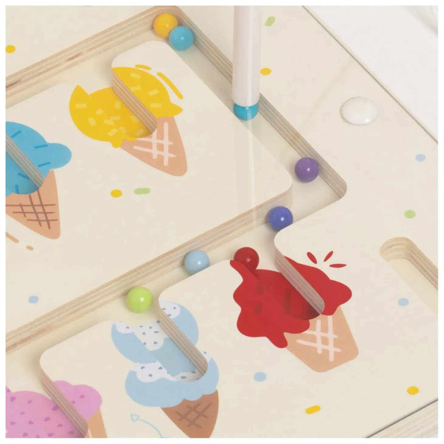 Classic World Houten Kleuren Match Spel Ijsjes Magnetisch