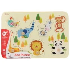 Classic World Houten Noppenpuzzel Wilde Dieren, 7st.