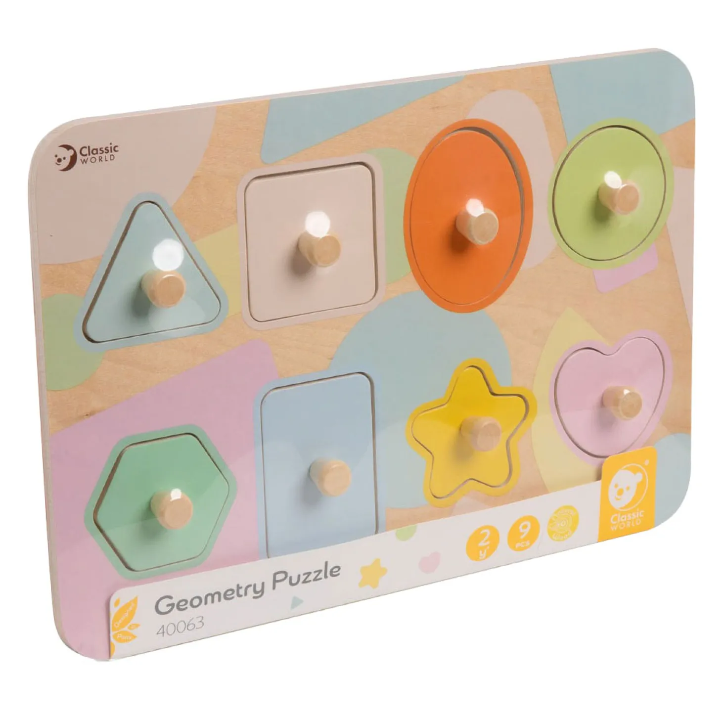 Classic World Houten Noppelpuzzel Vormen, 8st.