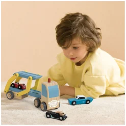 Classic World Houten Transporter met 3 Auto's