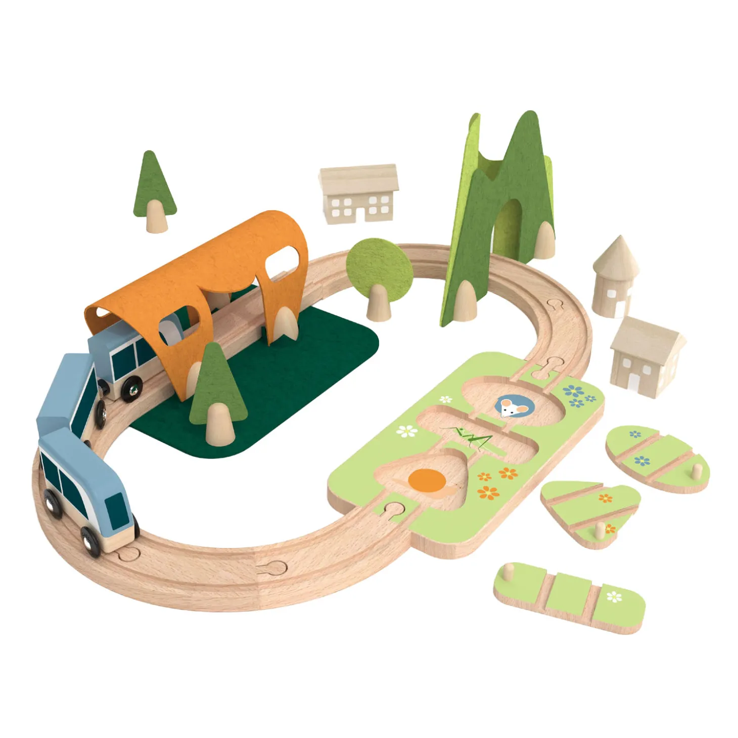 Classic World Houten Treinbaan Speelset, 40dlg.