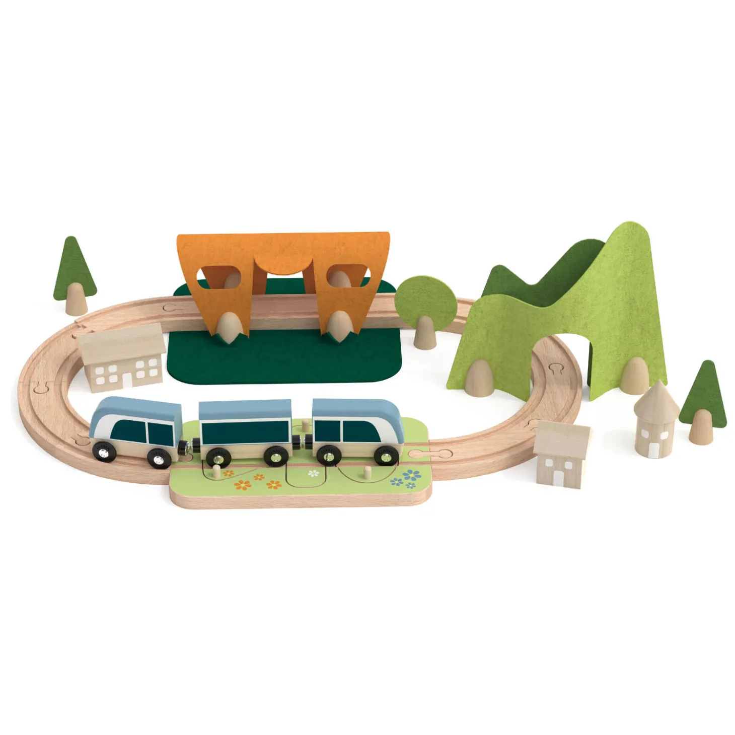 Classic World Houten Treinbaan Speelset, 40dlg.