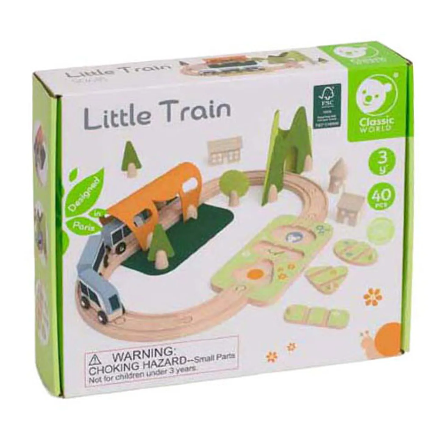 Classic World Houten Treinbaan Speelset, 40dlg.