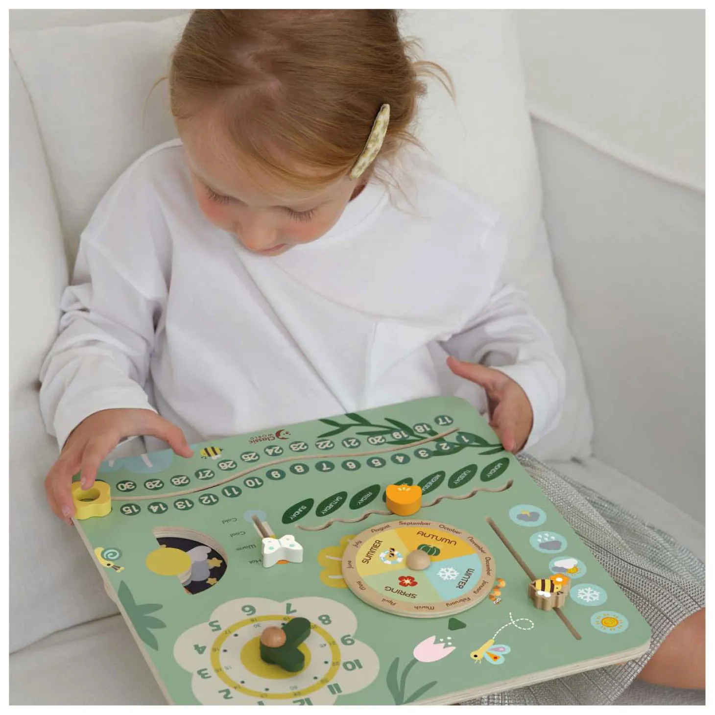 Classic World Houten Vintage Kalender Leerklok