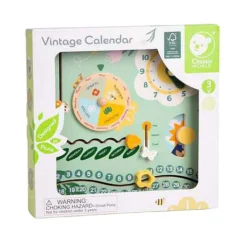 Classic World Houten Vintage Kalender Leerklok