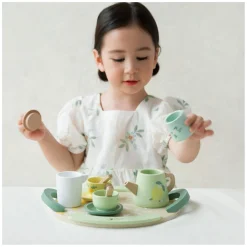 Classic World Houten Vintage Theeset met Dienblad, 14dlg.