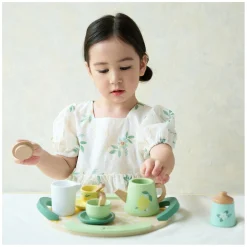 Classic World Houten Vintage Theeset met Dienblad, 14dlg.