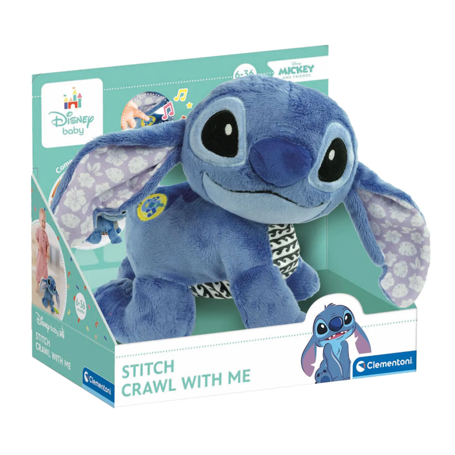 Clementoni Baby Disney Stitch Kruipende Interactieve Knuffel