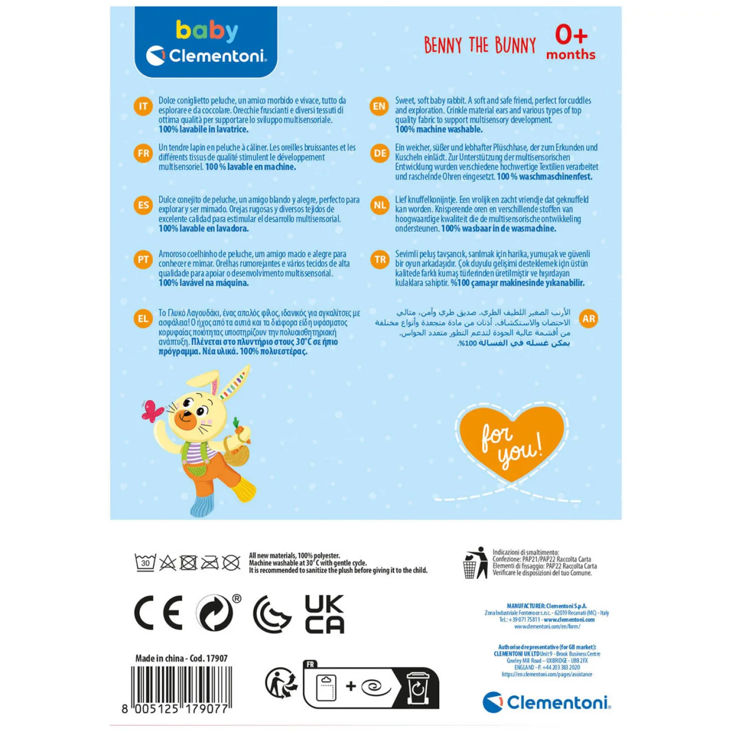 Clementoni Baby Mijn Eerste Dierenknuffel - Konijn