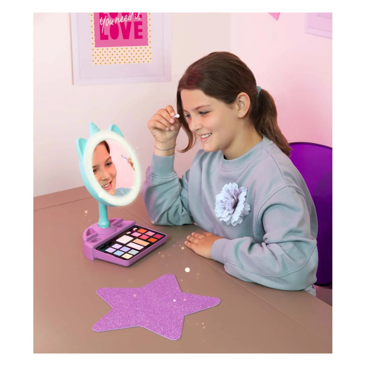 Clementoni Crazy Chic - Eenhoorn Spiegel met LED Ring Licht