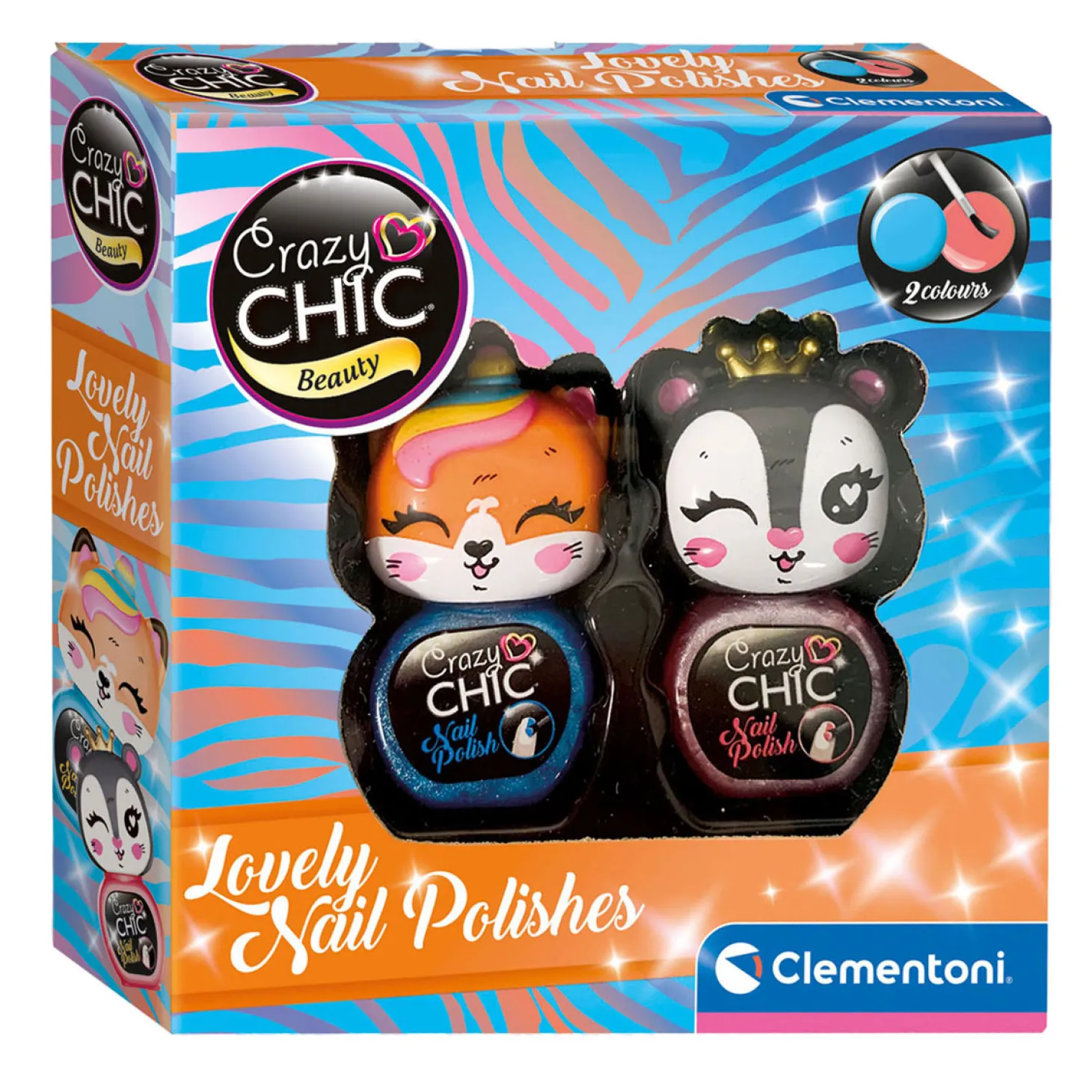 Clementoni Crazy Chic Nagellak Blauw/Rood, 2st.