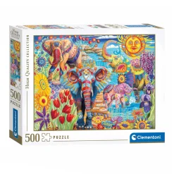 Clementoni Legpuzzel Kunstwerken Olifanten Carnaval, 500st.