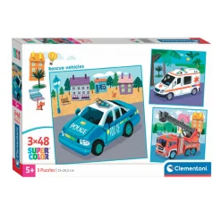 Clementoni Legpuzzel Super Color Vierkant Hulpdiensten, 3x48st.
