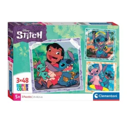 Clementoni Legpuzzel Super Color Vierkant Disney Stitch, 3x48st.