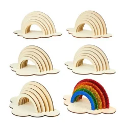 Colorations - Maak en Versier je Eigen Houten Regenboog, Set van 6