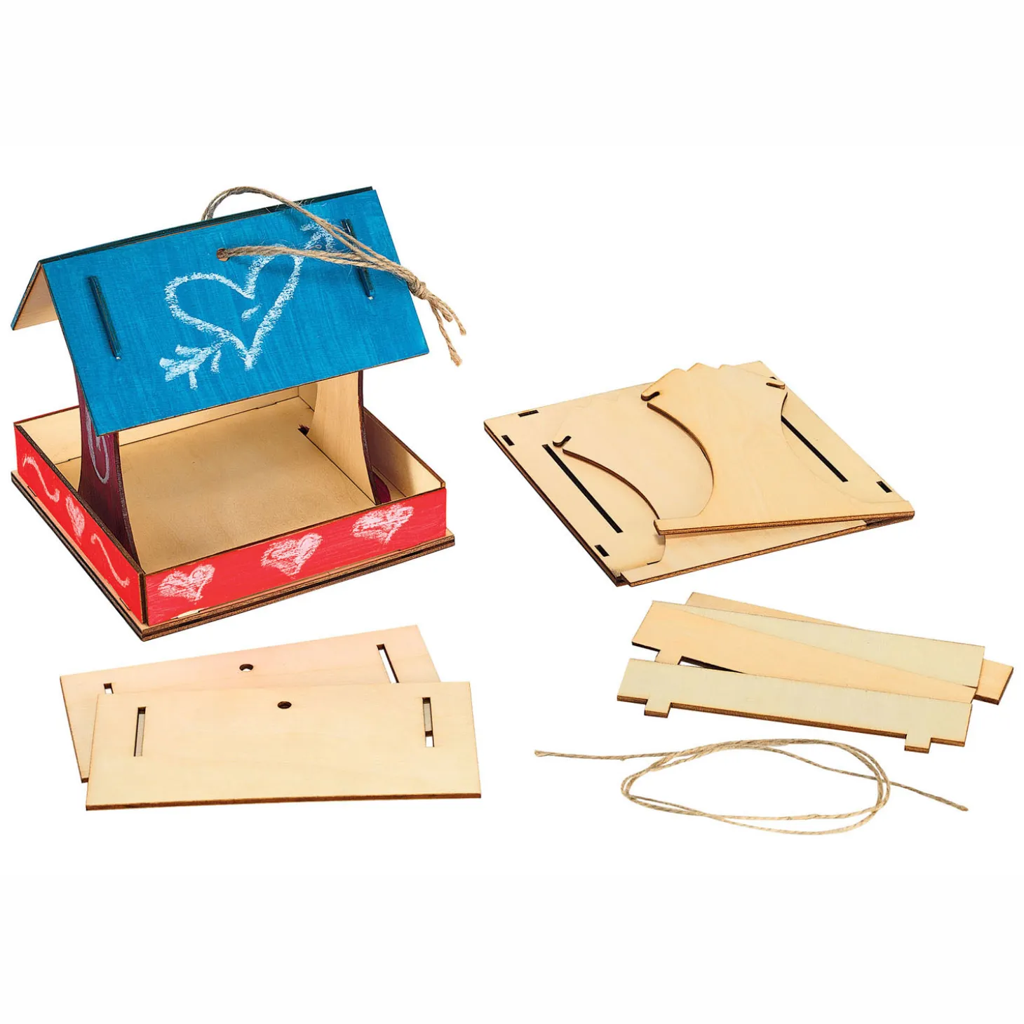 Colorations - Maakje eigen Houten Vogelvoederhuisje, Set van 6