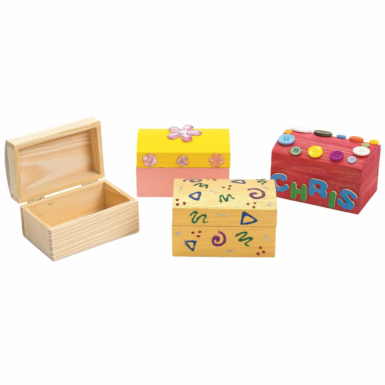 Colorations - Versier je eigen Houten Schatkist, Set van 12