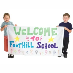 Colorations - Versier je eigen Nylon Banner Groot Wit , Set van 2