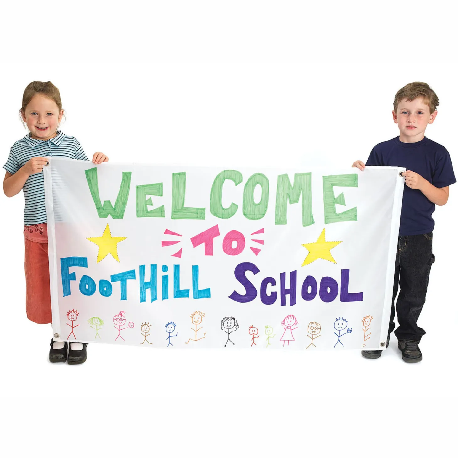 Colorations - Versier je eigen Nylon Banner Groot Wit , Set van 2